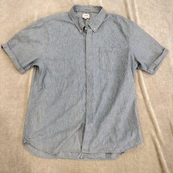 Joe's Jeans Blue and White Striped Short Sleeve Button Front Shirt Size M - Picture 1 of 8